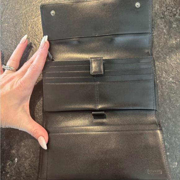 Unisex vintage Coach continental wallet smooth leather large size black c8329 - Picture 4 of 5
